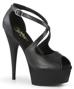 Pleaser Direct Delight 621 Black Peep Toe Platform Sandals Larger Size Shoes