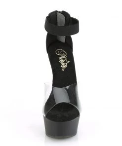 Pleaser Direct Delight 624 Black & Clear Platforms Larger Size Shoes