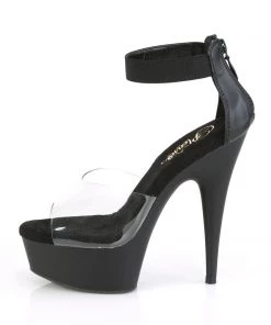 Pleaser Direct Delight 624 Black & Clear Platforms Larger Size Shoes