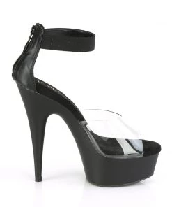 Pleaser Direct Delight 624 Black & Clear Platforms Larger Size Shoes