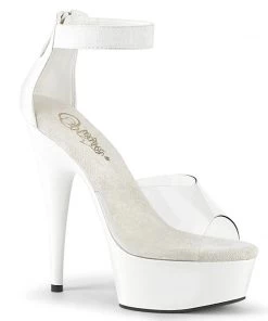 Pleaser Direct Delight 624 White & Clear Platforms Larger Size Shoes