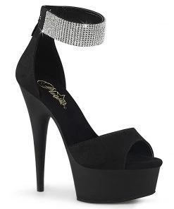 Pleaser Direct Delight 625 Black Rhinestone Platforms Platform Shoes