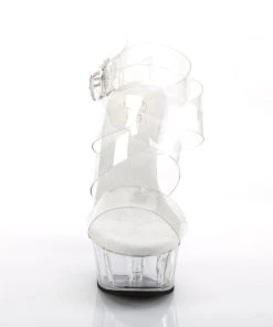 Pleaser Direct Delight 635 White & Clear Criss Crossed Platforms