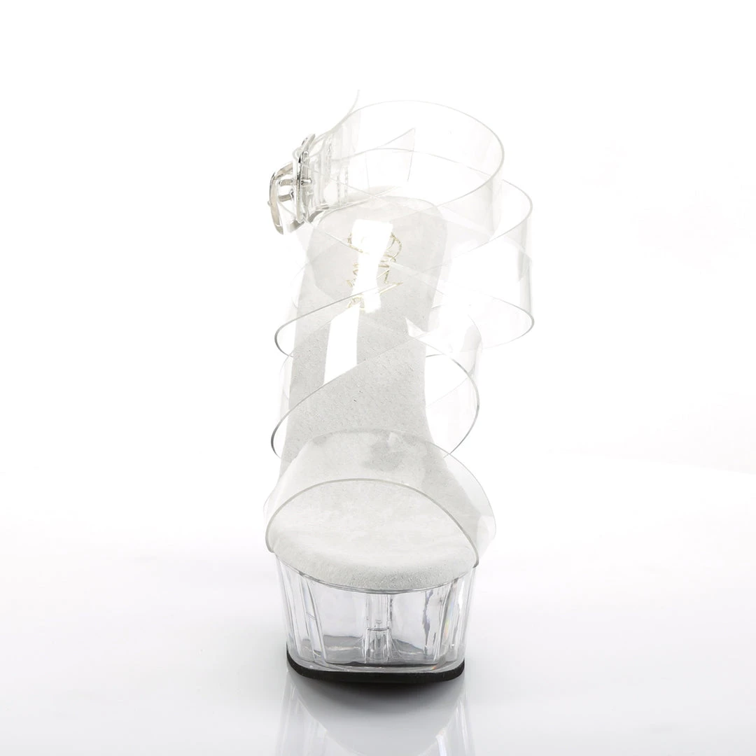 Pleaser Direct Delight 635 White & Clear Criss Crossed Platforms 2 Pleaser Direct Delight 635 White & Clear Criss Crossed Platforms