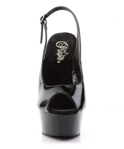 Pleaser Direct Delight 654 Black Slingback Platforms