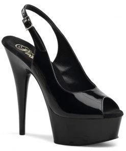 Pleaser Direct Delight 654 Black Slingback Platforms