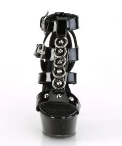 Pleaser Direct Larger Size Shoes Delight 658 Black Patent & Studded Platforms