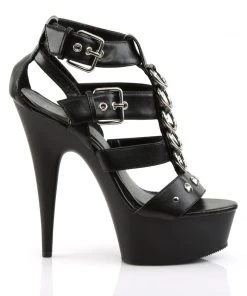 Pleaser Direct Delight 658 Black Matte Studded Platforms Larger Size Shoes