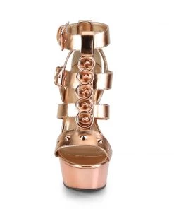 Pleaser Direct Delight 658 Rose Gold Chrome Studded Platforms