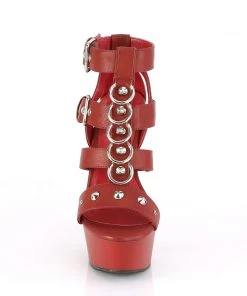 Pleaser Direct Larger Size Shoes Delight 658 Red Patent & Studded Platforms