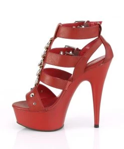 Pleaser Direct Larger Size Shoes Delight 658 Red Patent & Studded Platforms