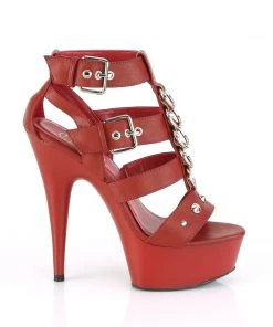 Pleaser Direct Larger Size Shoes Delight 658 Red Patent & Studded Platforms