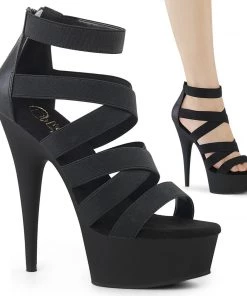 Pleaser Direct Delight 659 Black Strappy Sandals Larger Size Shoes