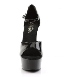 Pleaser Direct Larger Size Shoes Delight 660FH Black And Red Lace Up Platform Heels