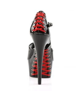 Pleaser Direct Larger Size Shoes Delight 660FH Black Patent & Red Lace Up Platforms 8 Pleaser Direct Larger Size Shoes Delight 660FH Black Patent & Red Lace Up Platforms