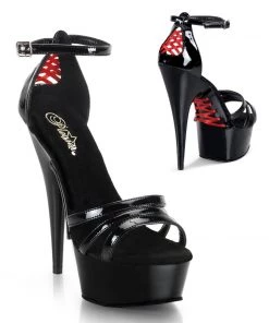 Pleaser Direct Delight 662 Black And Red Platform Heels