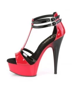 Pleaser Direct Delight 663 Black And Red Platform Heels