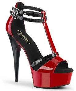 Pleaser Direct Delight 663 Black And Red Platform Heels