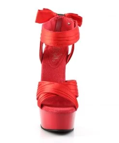 Pleaser Direct Larger Size Shoes Delight 668 Red Satin Criss Cross Sandals
