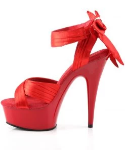 Pleaser Direct Larger Size Shoes Delight 668 Red Satin Criss Cross Sandals