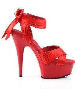 Pleaser Direct Larger Size Shoes Delight 668 Red Satin Criss Cross Sandals