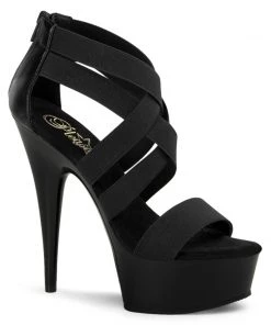 Pleaser Direct Larger Size Shoes Delight 669 Black Matte Strappy Sandals