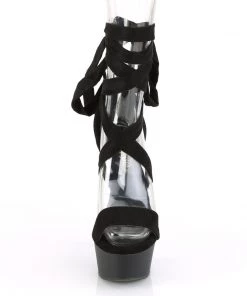 Pleaser Direct Larger Size Shoes Delight 671 Black Ankle Wrap Sandal Sandals
