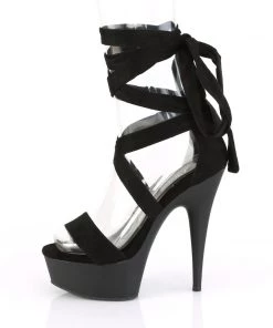Pleaser Direct Larger Size Shoes Delight 671 Black Ankle Wrap Sandal Sandals