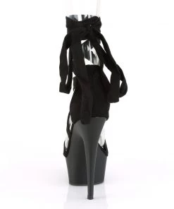 Pleaser Direct Larger Size Shoes Delight 671 Black Ankle Wrap Sandal Sandals