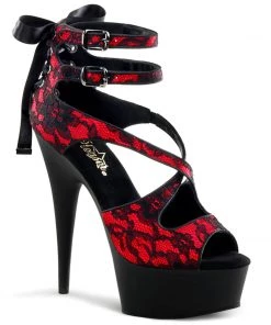 Pleaser Direct Delight 678LC Red And Black Platforms Larger Size Shoes