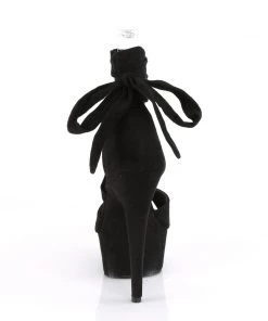 Pleaser Direct Delight 679 Black Suede Criss Cross Strappy Ankle Wrap Sandals