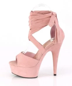 Pleaser Direct Delight 679 Baby Pink Suede Criss Cross Strappy Ankle Wrap Sandals