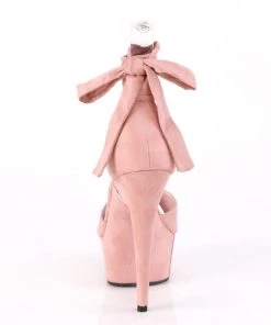 Pleaser Direct Delight 679 Baby Pink Suede Criss Cross Strappy Ankle Wrap Sandals