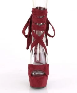 Pleaser Direct Delight 679 Burgundy Suede Criss Cross Strappy Ankle Wrap Sandals