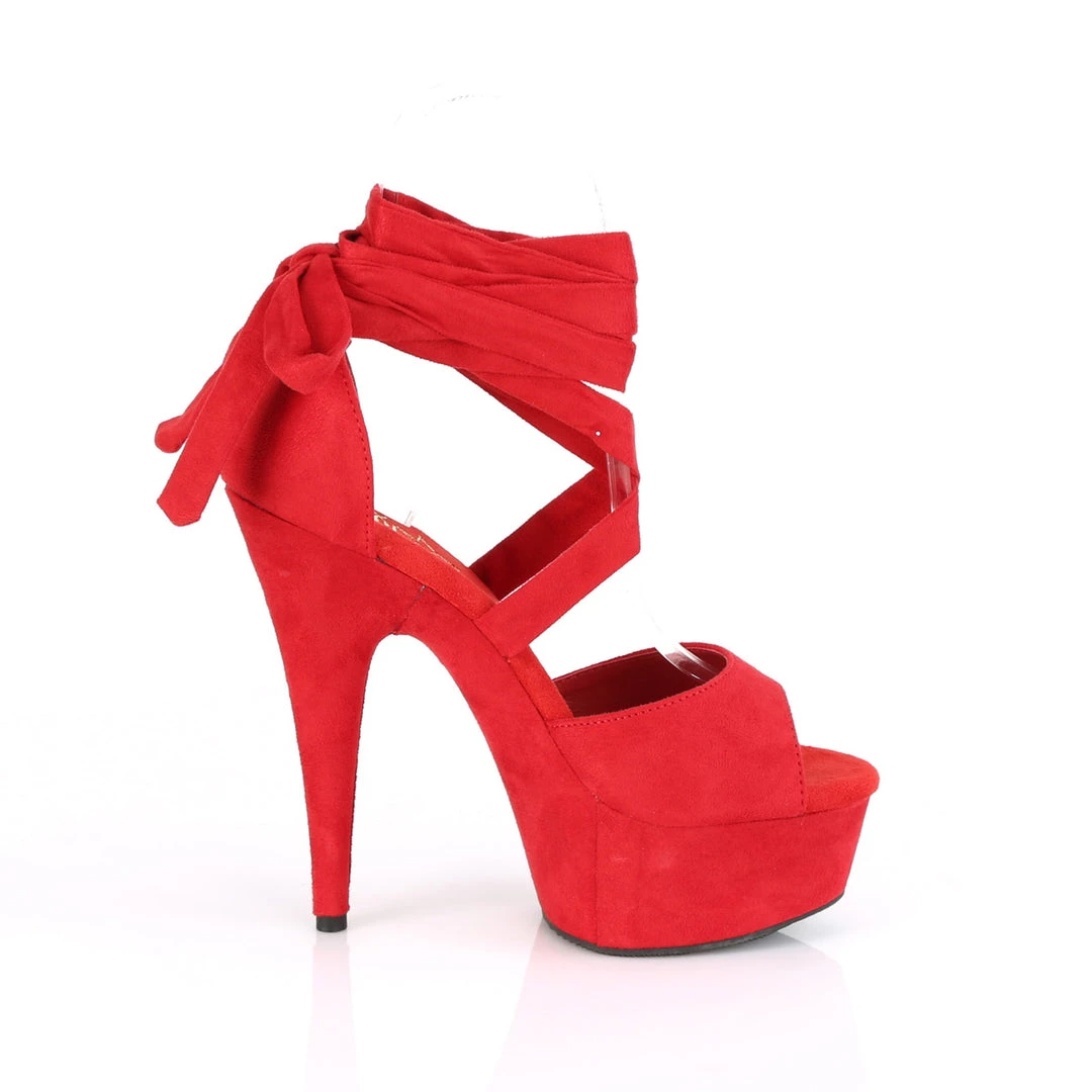Pleaser Direct Delight 679 Red Suede Criss Cross Strappy Ankle Wrap Sandals 5 Pleaser Direct Delight 679 Red Suede Criss Cross Strappy Ankle Wrap Sandals