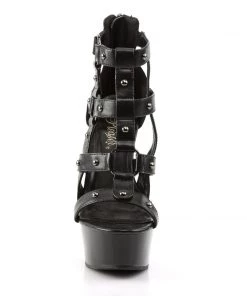 Pleaser Direct Delight 682 Black Cage Ankle Boots Larger Size Shoes