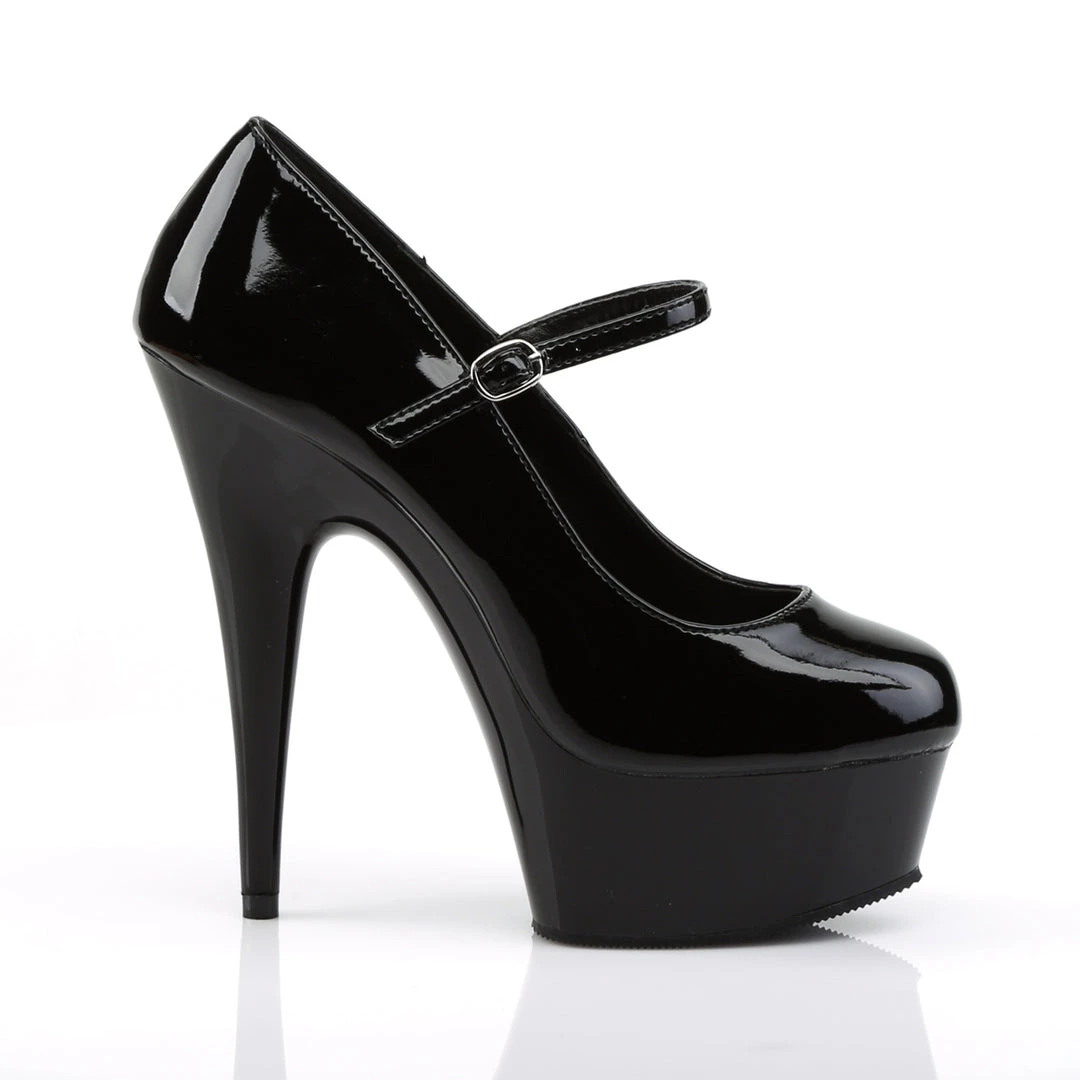 Pleaser Direct Delight 687 Black Patent Mary Jane Platform Heels 5 Pleaser Direct Delight 687 Black Patent Mary Jane Platform Heels