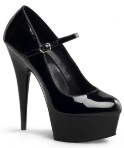 Pleaser Direct Delight 687 Black Patent Mary Jane Platform Heels