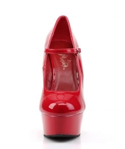 Pleaser Direct Larger Size Shoes Delight 687 Red Patent Mary Jane Platform Heels