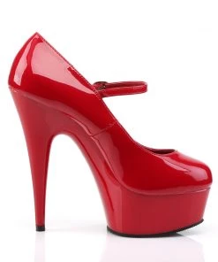 Pleaser Direct Larger Size Shoes Delight 687 Red Patent Mary Jane Platform Heels
