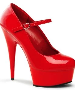 Pleaser Direct Larger Size Shoes Delight 687 Red Patent Mary Jane Platform Heels