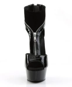 Pleaser Direct Delight 690 Black T Strap Ankle Boots Larger Size Shoes