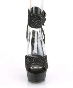 Pleaser Direct Delight 691LG Black Glitter Platform Heels Glitter Shoes