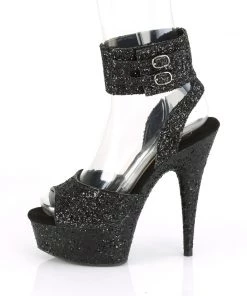 Pleaser Direct Delight 691LG Black Glitter Platform Heels Glitter Shoes