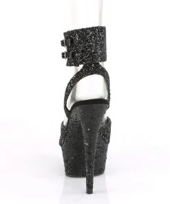 Pleaser Direct Delight 691LG Black Glitter Platform Heels Glitter Shoes