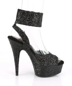 Pleaser Direct Delight 691LG Black Glitter Platform Heels Glitter Shoes