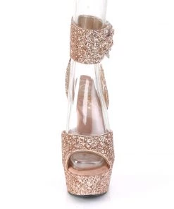 Pleaser Direct Delight 691LG Rose Gold Glitter Platform Heels Glitter Shoes