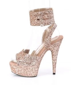 Pleaser Direct Delight 691LG Rose Gold Glitter Platform Heels Glitter Shoes
