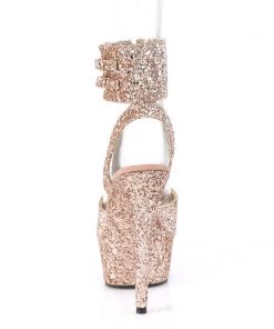 Pleaser Direct Delight 691LG Rose Gold Glitter Platform Heels Glitter Shoes