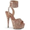 Pleaser Direct Delight 691LG Rose Gold Glitter Platform Heels Glitter Shoes